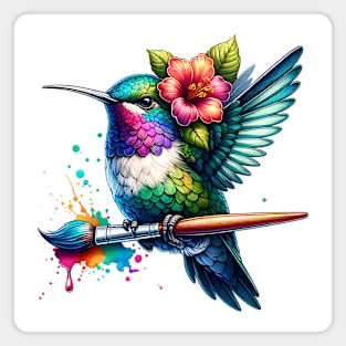 Hummingbird with Paintbrush Magnet